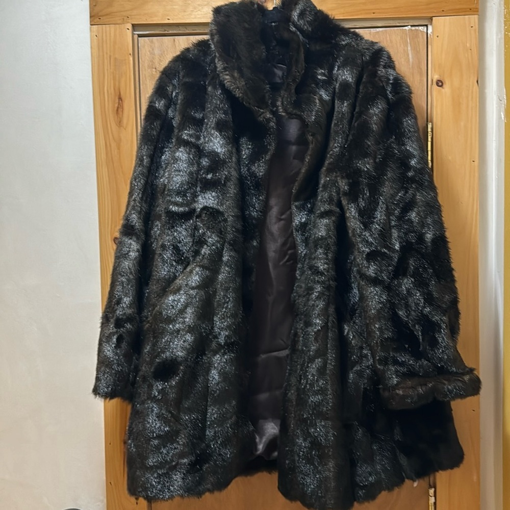 Worn once! Gorgeous ! Faux Fur mid length coat